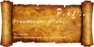 Pressburger Örs névjegykártya